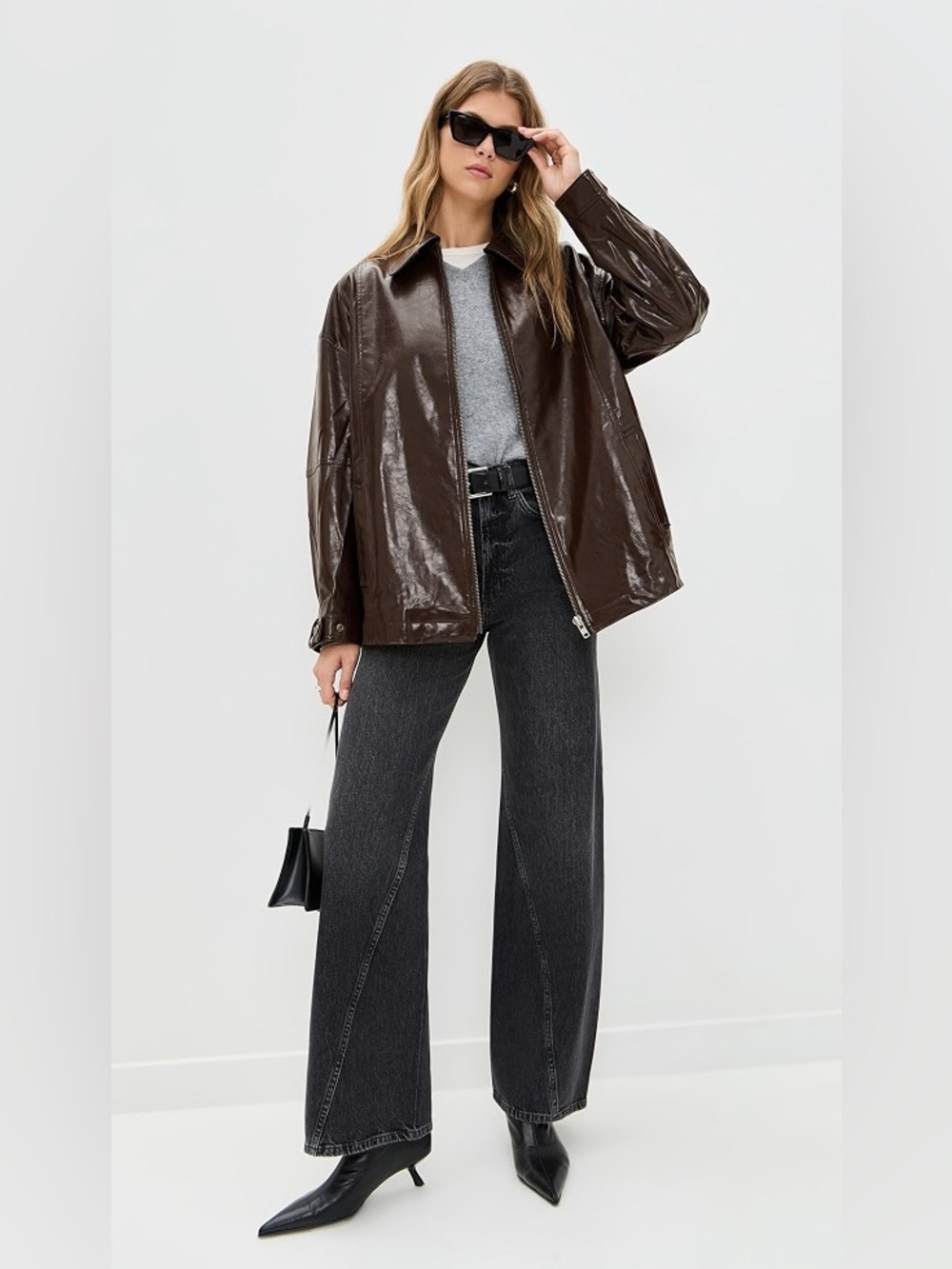 Gorgeous brand new Free people chocolate brown faux leather jacket